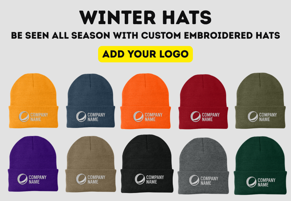 Custom embroidered winter hats and beanies - We Make T-Shirts T-Shirt printing and embroidery - Racine, Kenosha, Milwaukee wisconsin